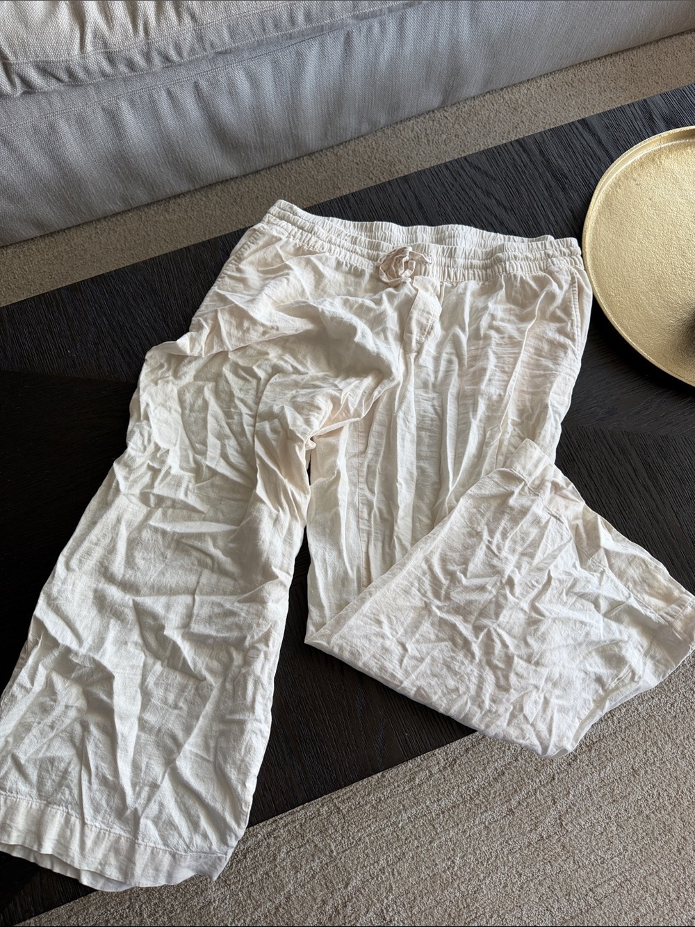 A New Day cream linen blend pull on pants. Size XL. GUC!
